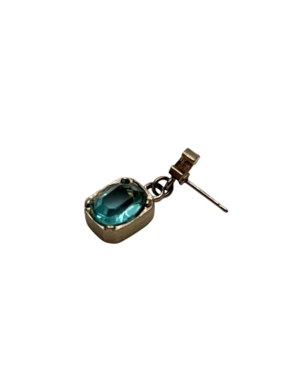 Chanel CC Logo Drop Earrings 07 Rhinestone Metal Gold Plated Blue